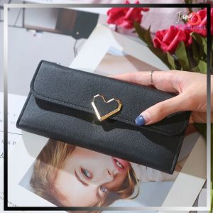 Dompet Panjang Wanita Aksesoris Hati Kulit PU Heart Shaped Lock Woman Long Wallet JOFW64
