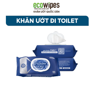 HÀNG CÔNG TY_Combo 05 Gói Khăn ướt vệ sinh Flushable Wipes gói 60 tờ tan được trong bồn cầu