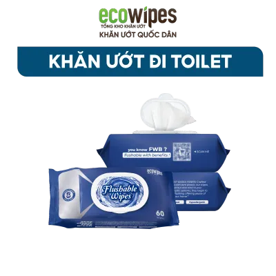 HÀNG CÔNG TY_Combo 05 Gói Khăn ướt vệ sinh Flushable Wipes gói 60 tờ tan được trong bồn cầu