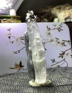 S042 一物一图天然水晶蓝砂石蓝铜矿九尾狐仙吊坠 Nine Tailed Fairy Foxy Pendant