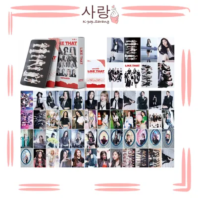 55pcs BabyMonster《LIKE THAT》White Red Square LOMO Cards Set Collection Kpop Ruka Pharita Asa Rami Rora Chiquita Ahyeon Photocard Kad Foto 10pcs