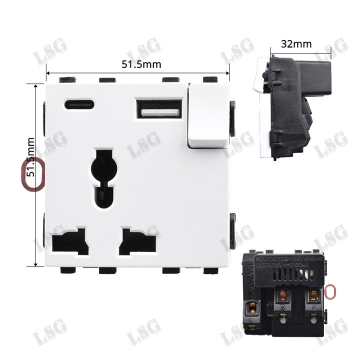Universal Powerpoint Plug LSG Outlet socket for wall 3-hole universal power point, Electrical ...
