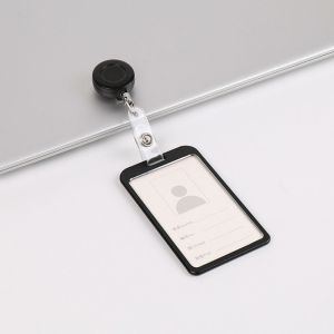 HEFEI Thẻ cửa Thời trang Danh thiếp Ví Đựng Thẻ Tên Đồ dùng văn phòng Kẹp thẻ ID Bảo vệ thẻ ngang Bìa thẻ hợp kim nhôm Hộp đựng thẻ đơn giản Nắp thẻ dọc