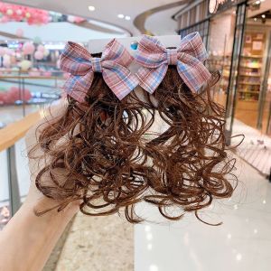 Fashion Kids 2 Pieces Wig Hair Clips Little Girls Baby Princess Bow Knot Short Curls Hair Accessories