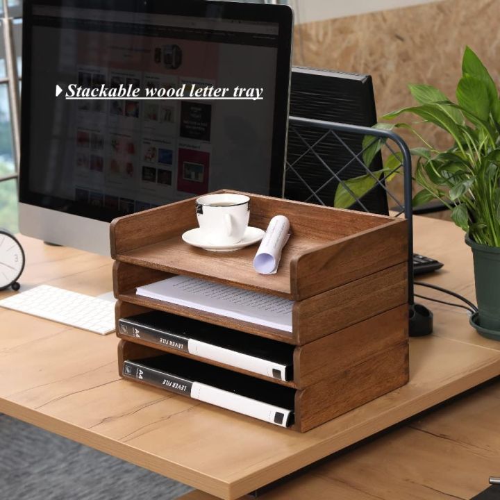 Desktop File Trays Stackable Paper Tray for Letter/A4 Size Magazine ...