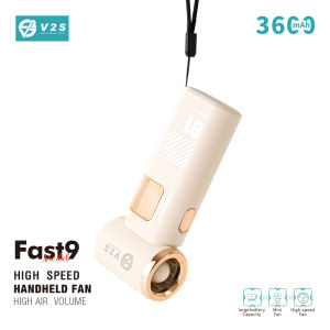 V2S Fast9 Handheld Turbo Fan with LED Display and 120 Wind Speed Gear USB Rechargeable Desk Fan