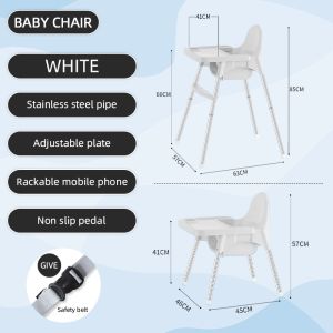 Baby dining chair With Safety Belt baby High Chair Foldable feeding Chair Adjustable With wheels kerusi makan bayi宝宝餐椅