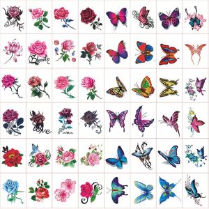 MUMU Men Tattoos Women Flower Tattoo Stickers Temporary Waterproof Body Art Stickers