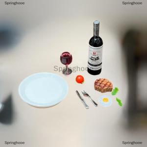 [COD] Springhooe 1 Set Miniature Kitchen Doll House Simulation Model 1:12 Scale Dollhouse Mini Wine Steak Kit Home Decoracion Accessories