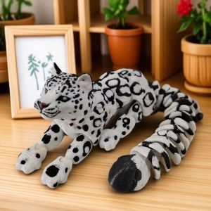ZGNAY MALL Simulation 3D Printed Simulation Toy Creative Lifelike Snow Leopard Model Movable Joints Flexible Movable Joints Animal Model Desk Decor