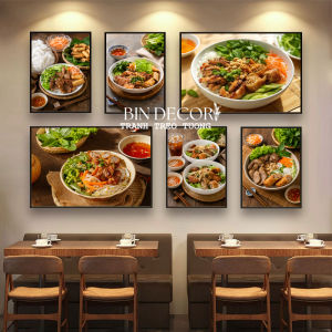 Tranh treo tường bún thịt nướng bộ 6 tranh trang trí decor quán ăn TT95