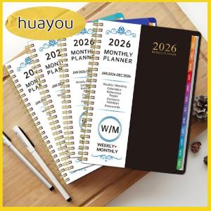 huayou สมุดวางแผน2026มีแท็กดัชนีขนาด A5 365วันไดอารี่แผนงานสำนักงานสมุดบันทึกตารางเวลาอุปกรณ์สมุดตารางเวลา