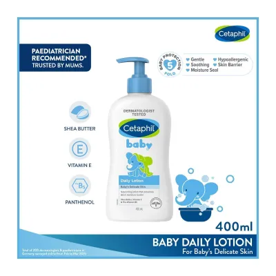 Cetaphil Baby Daily Body Lotion 400ML With Shea Butter And Sunflower Seed Oil [Gentle And Hypoallergenic]
