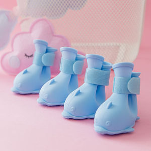DY Loving Dog Rain Shoes Poodle Jelly Rain Boots Waterproof Foot Covers Dolphin Shape Cute Pet Rain Supplies