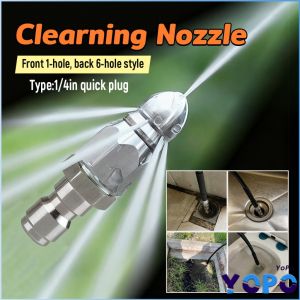 YoPo High Pressure Sprayer Nozzle Clean Sewer Aluminum Pressure Washer Quick Plug Drain Hose Nozzle Tool