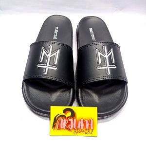 Sandal Selop Metal MATERNAL DISASTER Fullblack / Sandal Flip Flop Free Paperbag / ARJUNA 687