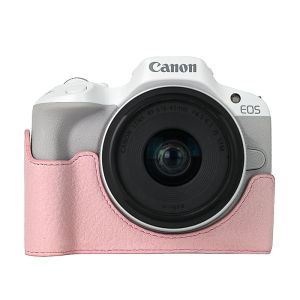 【NEW F】R50V Casing PU Leather Case for Canon EOS R50V R50 Camera Bag Half Body Cover Camera Shoulder Strap