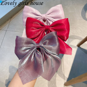 Lovely girls house Big Large Bow Hairpin Pearlescent Satin Ribbon Hair Clip for Women Ponytail Hair Pin Solid Color Duckbill Clip Hair Accessories