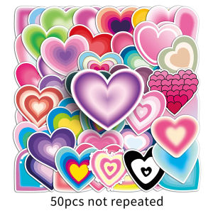 50PCS Kawaii Colorful Love Sticker Girly Heart Cartoon Graffiti Waterproof Decal Cute Sticker For Girls