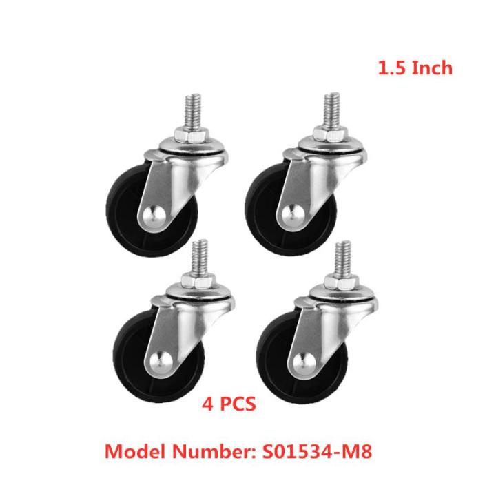 Cmcl 4 Pcs Lot Casters 1 5 Inch Screw Rod Rubber Universal Wheel M8