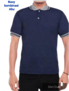 Kaos kerah FO Kombinasi Polos lengan pendek warna Navy / kaos kerah seragam premium / kaos kerah lengan pendek FO Kombinasi List - Biru Dongker KOMBINASI