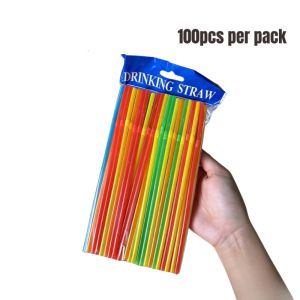 Disposable Foldable Bending Plastic Straw 26cm 100 Pieces Long Flexible Straw for Juice