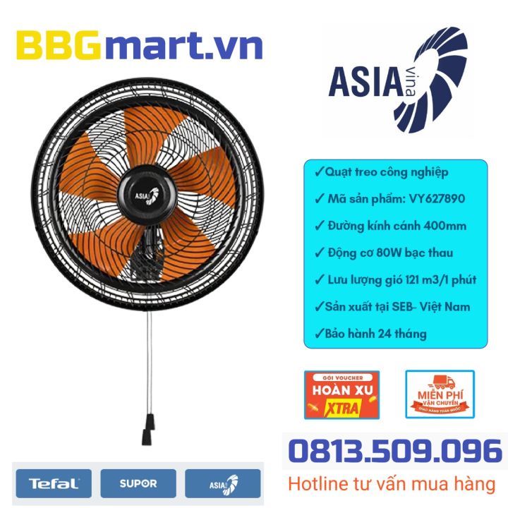 Quạt treo tường Asia Tubor Plus VY627890 80w-Màu đen cam | Lazada.vn