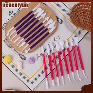 rencuiyun ชุดแกะสลักดินโพลิเมอร์ดินน้ำมัน8ชิ้น เซ็ตเครื่องมือแกะสลักขี้ผึ้งเครื่องมือแกะสลักเครื่องปั้นดินเผา