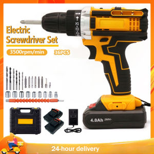 36 Pcs Set Cordless Drill Impact Hammer Drill Electric Screwdriver Power Wall Hand Drill Batteri Gerudi elektrik 电钻 电转