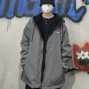 Quảng Đông C♢Áo Khoác Gió lót nỉ nam nữ cao cấp 2 lớp ̣̆ đ̛̛̣ ̣̆ - Áo khoác dù form rộng có mũ rộng chùm đầu3/21