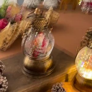 USB with music and snow Christmas luminous resin ornaments Christmas decorations water-filled portable brush golden lantern