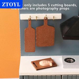 [COD]🔥🔥🔥ZTOYL 5Pcs set 1:12 Dollhouse Miniature Chopping Board Simulation Cutting Board Bread Dessert Board Model Kitchen Decor Toy Doll House Accessories