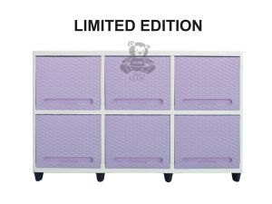 Murah Lemari Pakaian Baju Plastik triple club flip 2 susun Rak TV Rotan Buffet TV Warna Warni 6 kotak