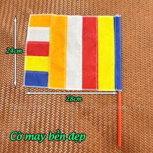 Cờ Phật Giáo cầm tay vải phi bóng bền đẹp
