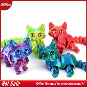 【COD】🔥🔥🔥 12cm Articulated 3D Printed Cat Cute Animals Toys Decor For Stress Relief Desktop Decoration Pet Christmas Gift