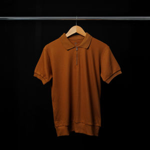 JB Biluxe Half Zip Polo Shirt Brown - Kaos Kemeja Polo Sleting