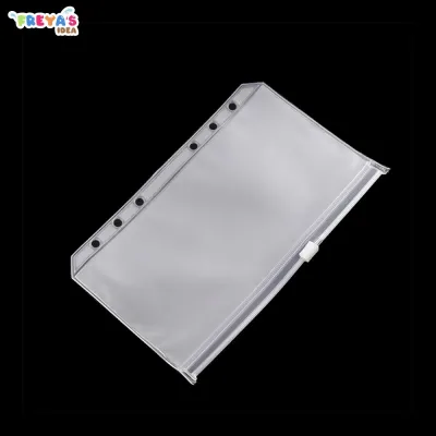 FR-C1105 Zipper Pocket Binder A6 Transparan 6 Hole / Transparent Hand Book Bags Ziplock Tempat Uang