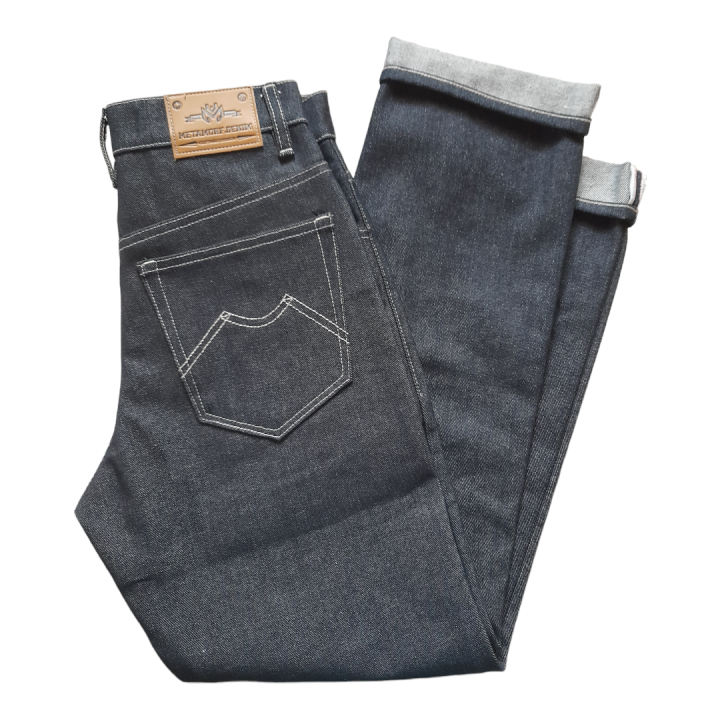 CELANA JEANS DENIM SELVEDGE REGULAR 14 OZ BLACK INDIGO Celana