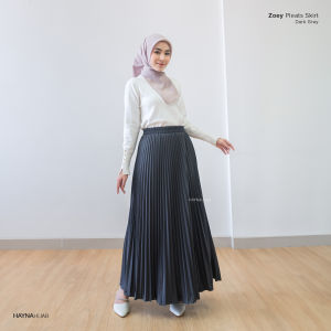 HAYNA Zoey Pleats Skirt (Dark Grey) - Rok Wanita Plisket