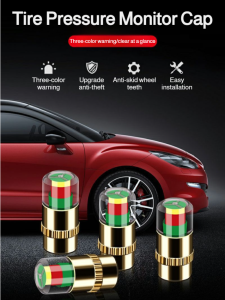 Real-time detection of tire pressure monitoring cap Safe tire pressure cap Explosion-proof and air leakage-proof Precise warning of tire pressure monitoring cap Pressure cap valve core tire pressure monitor automatic alarm Ti