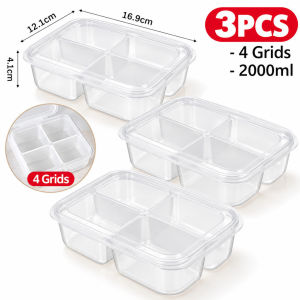 3 Grids PP5 Food Storage Box Multi Compartment Vegetable Meat Ingredient Organizer Transparent Kitchen Refrigerator Storage Container