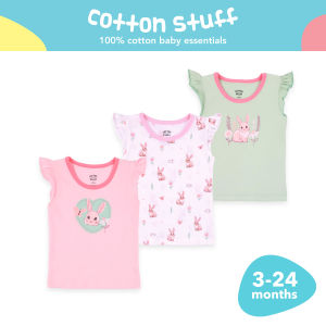 Cotton Stuff Classy Collection Baby Ruffle Blouse for Girls 100% Cotton Baby Clothes 3pcs (3-24 Months)