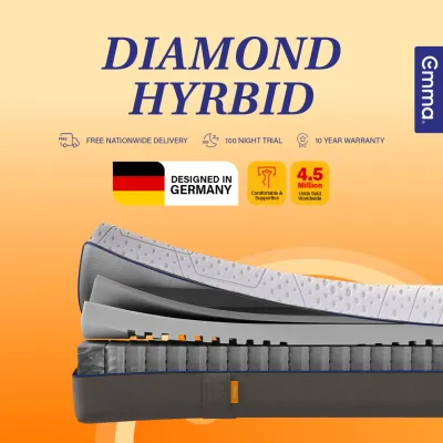 Emma Diamond Hybrid Mattress | Cooling Memory Foam Pocket Spring | Emma Sleep