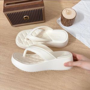 Free Shipping 5Cm Wedge Heel Faux Leather Diamond-Patterned Flip-Flops New EVA Summer Outdoor Fashion Sandals Versatile And Height-Increasing
