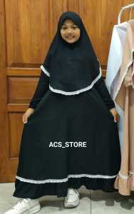 Gamis Anak | Muslim Anak Set Jilbab 1-12 Tahun Hitam