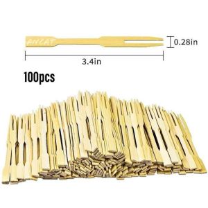 300PCS Bamboo Mini Fork 9CM Disposable Non-toxic And Environmentally Friendly Dessert Fork
