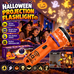 Halloween 24 Pattern Projection Flashlight Children LED Projector Torch Spooky Pumpkin Ghost Images Outdoor Party Toy