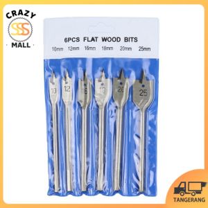 6 Pcs Mata Bor Kayu Model Kipas Flat Wood Bits Pelubang Kayu Set Model Kipas 10/12/16/18/20/25mm