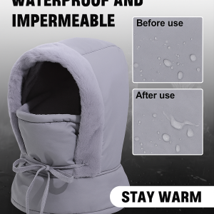 Thickened fleece-lined warm face mask Hood scarf hoodie Autumn/Winter cycling hat Helmet compatible Windproof hood