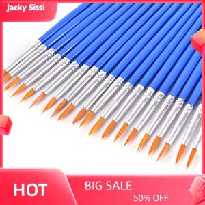 Jacky 10Pcs Nylon Hair Artist Paint Brush Acrylic Watercolor Round Fine Hand Point Tip